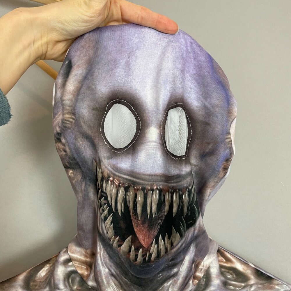 Skeleton‎ Monster Halloween Costume Child Boy Mask Full Bodysuit Size Medium Zip